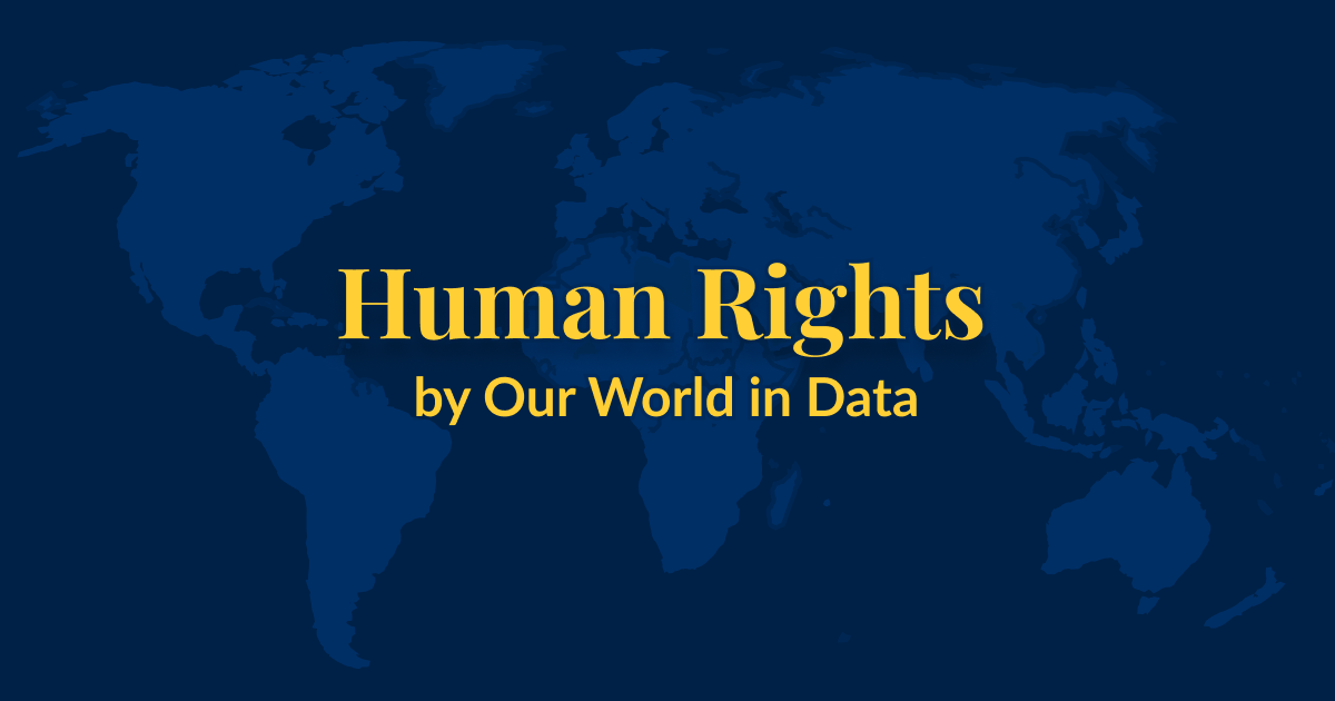 Featured image for the topic page on Human Rights. Stylized world map with topic name on top.