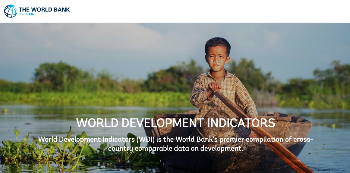 A thumbnail image showing the landing page for the World Bank's World Development Indicators dataset