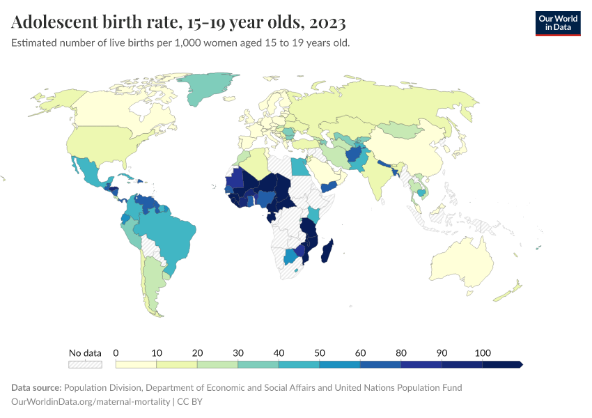 A thumbnail of the "Adolescent birth rate, 15-19 year olds" chart