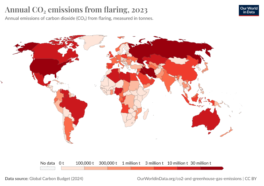 A thumbnail of the "Annual CO₂ emissions from flaring" chart