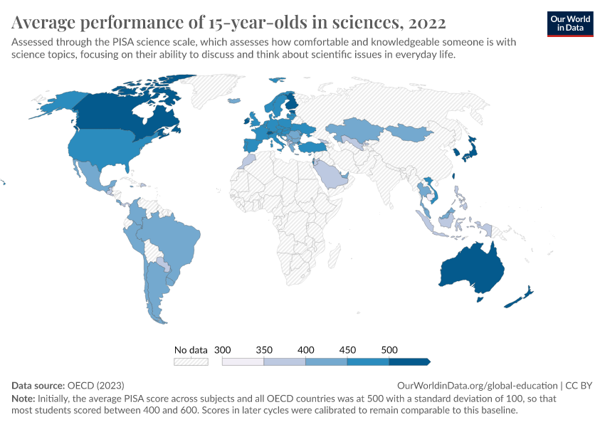 A thumbnail of the "Average performance of 15-year-olds in sciences" chart