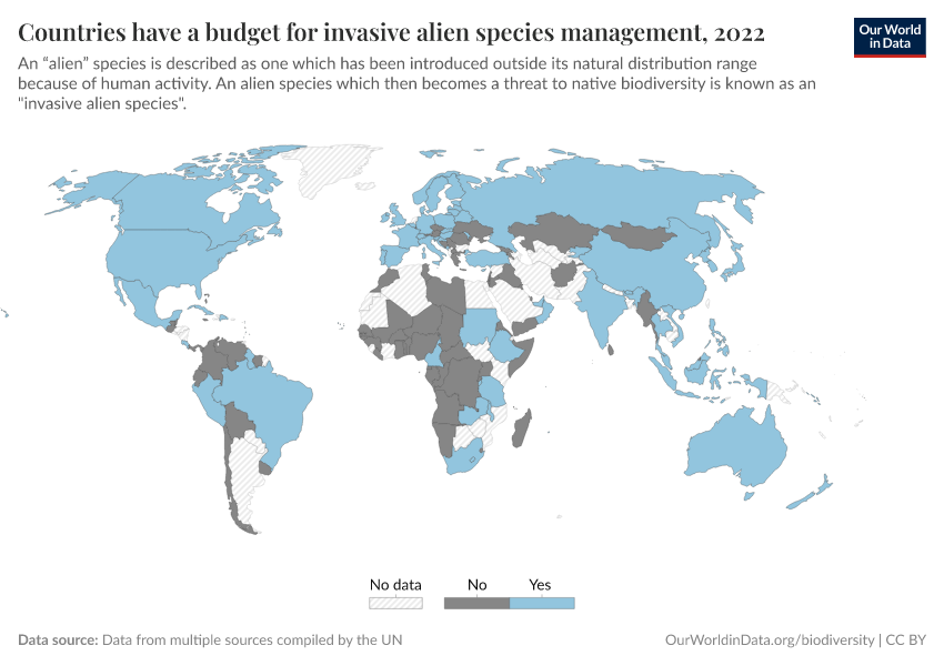 A thumbnail of the "Countries have a budget for invasive alien species management" chart