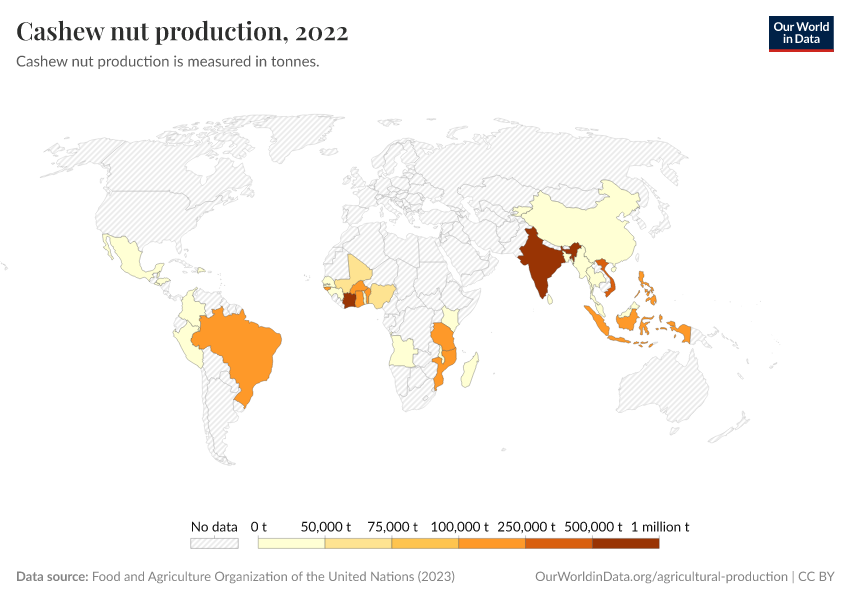 A thumbnail of the "Cashew nut production" chart