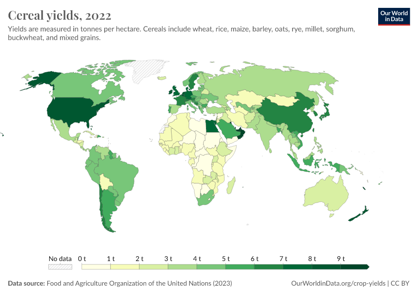 A thumbnail of the "Cereal yields" chart