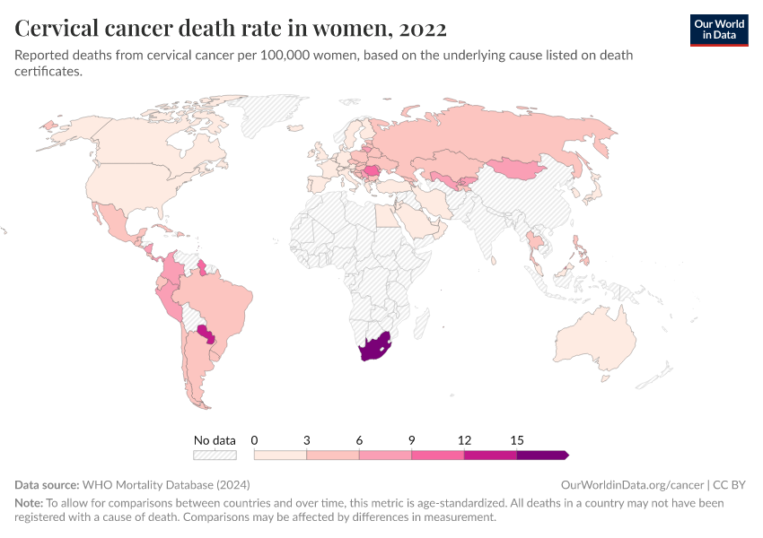 A thumbnail of the "Cervical cancer death rate in women" chart