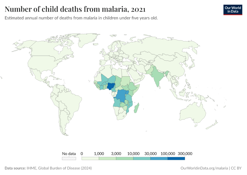 A thumbnail of the "Number of child deaths from malaria" chart