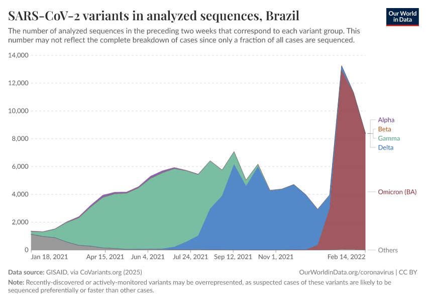 SARS-CoV-2 variants in analyzed sequences