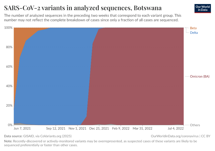 SARS-CoV-2 variants in analyzed sequences
