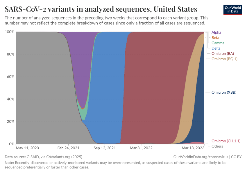 SARS-CoV-2 variants in analyzed sequences