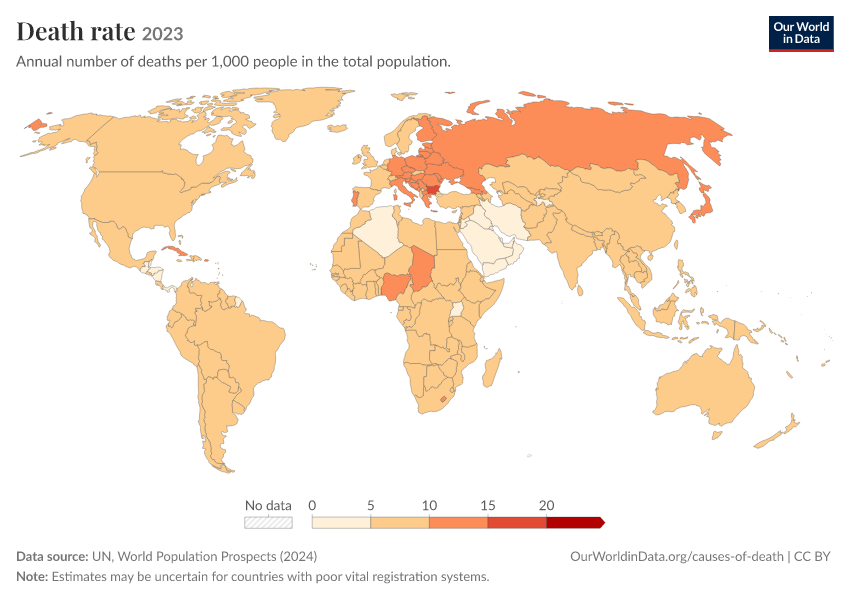 Death Rates Skyrocket Graph Crude death rate - Our World in Data