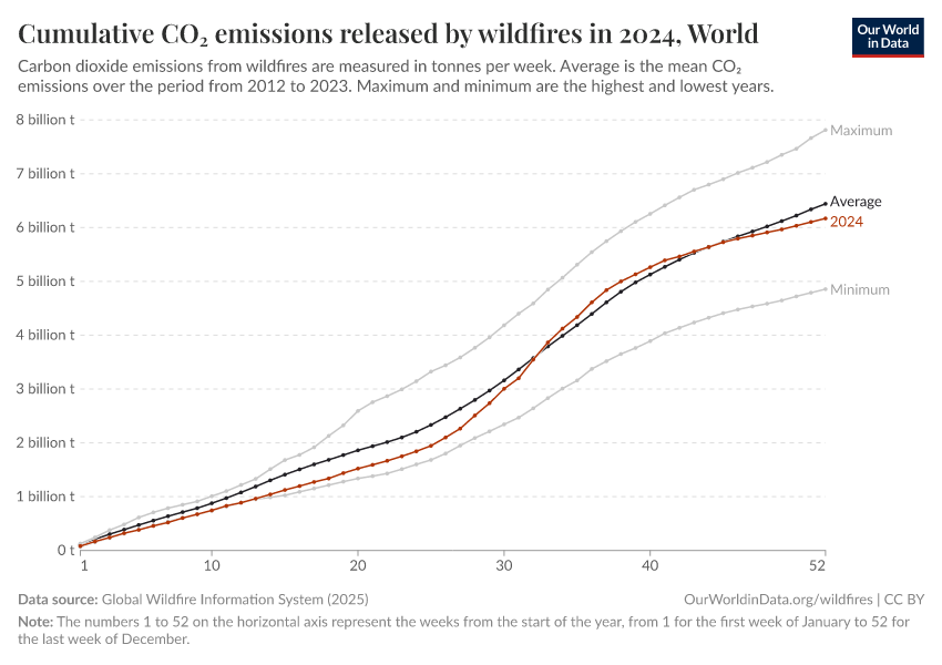 A thumbnail of the "Cumulative CO₂ emissions released by wildfires in 2024" chart