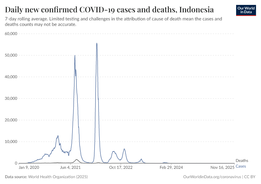 Daily new confirmed COVID-19 cases and deaths