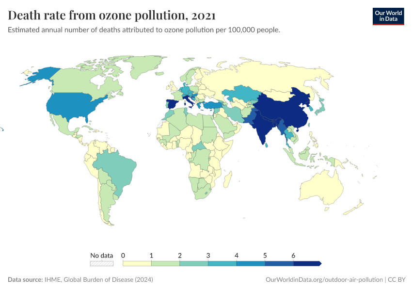 A thumbnail of the "Death rate from ozone pollution" chart