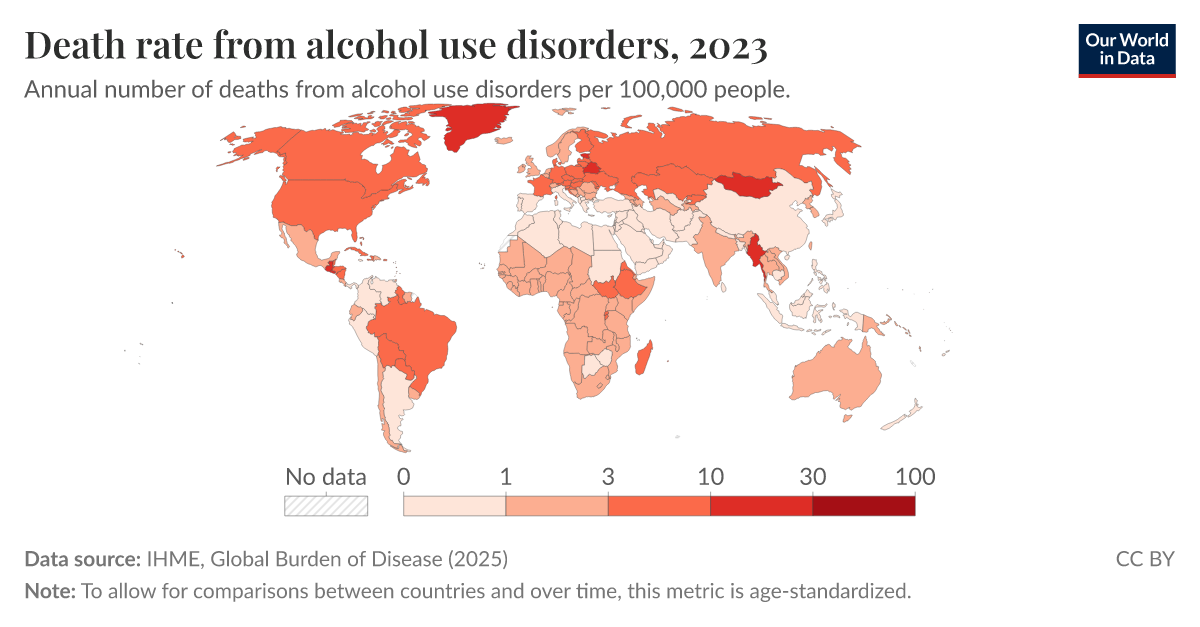 Death rate from alcohol use disorders - Our World in Data