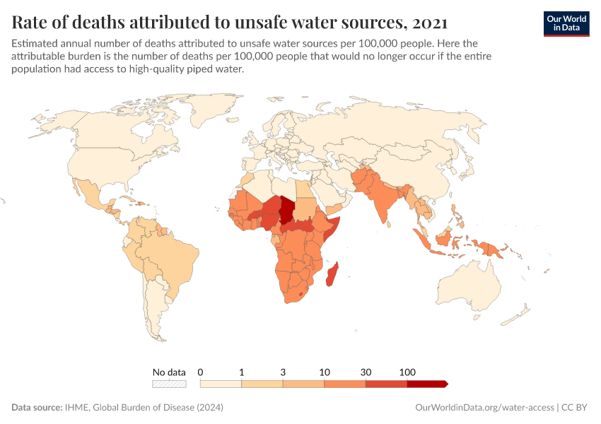 A thumbnail of the "Rate of deaths attributed to unsafe water sources" chart