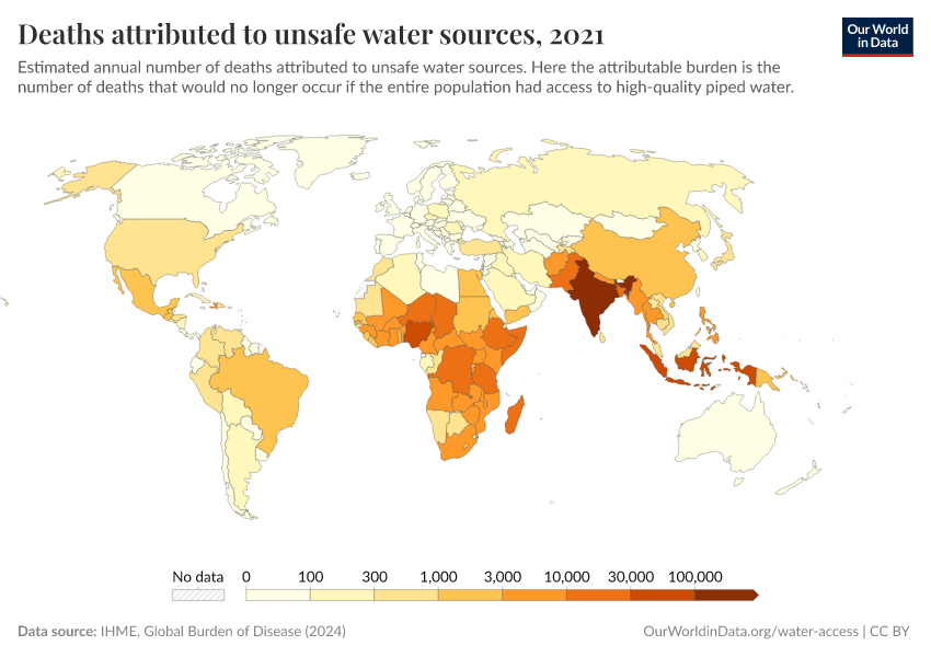 A thumbnail of the "Deaths attributed to unsafe water sources" chart