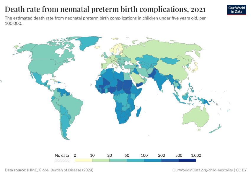 A thumbnail of the "Death rate from neonatal preterm birth complications" chart