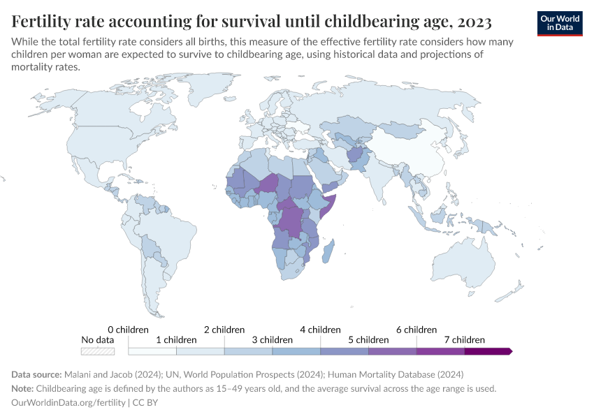 A thumbnail of the "Effective fertility rate: children per woman who are expected to survive until childbearing age" chart