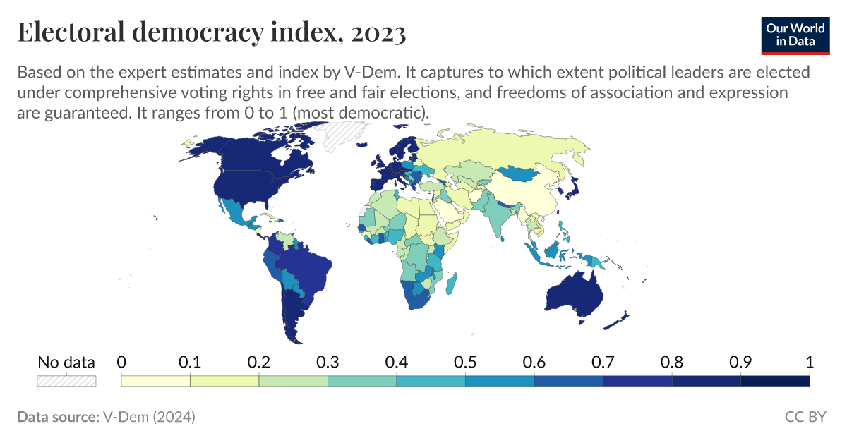 Electoral democracy index - Our World in Data