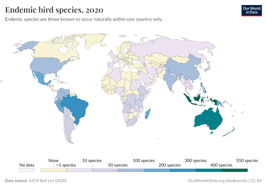 A thumbnail of the "Endemic bird species" chart