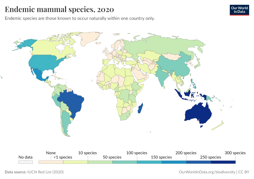 A thumbnail of the "Endemic mammal species" chart