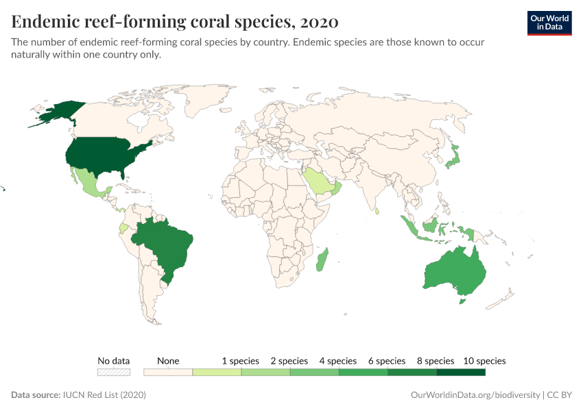 A thumbnail of the "Endemic reef-forming coral species" chart