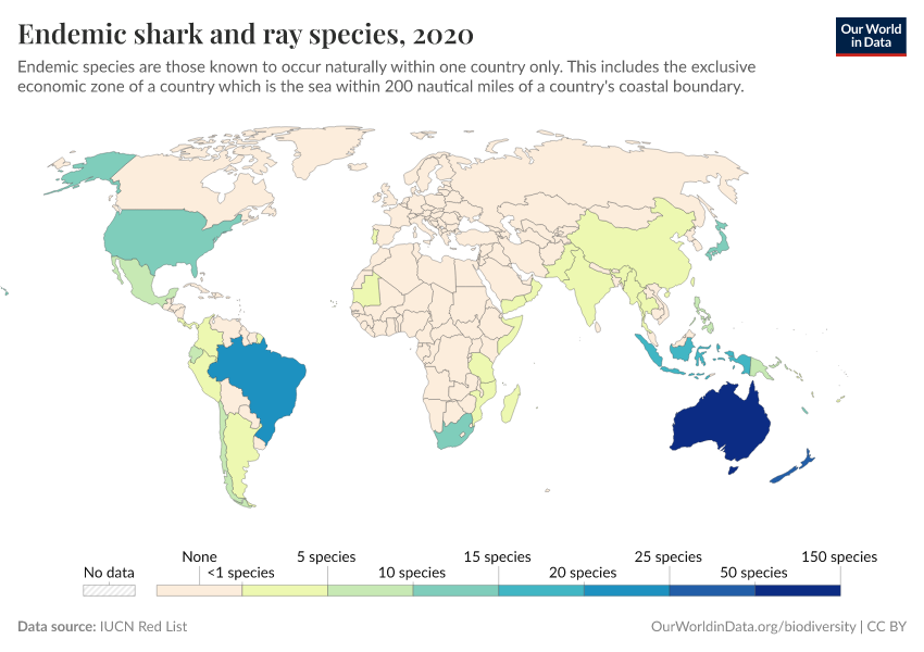 A thumbnail of the "Endemic shark and ray species" chart