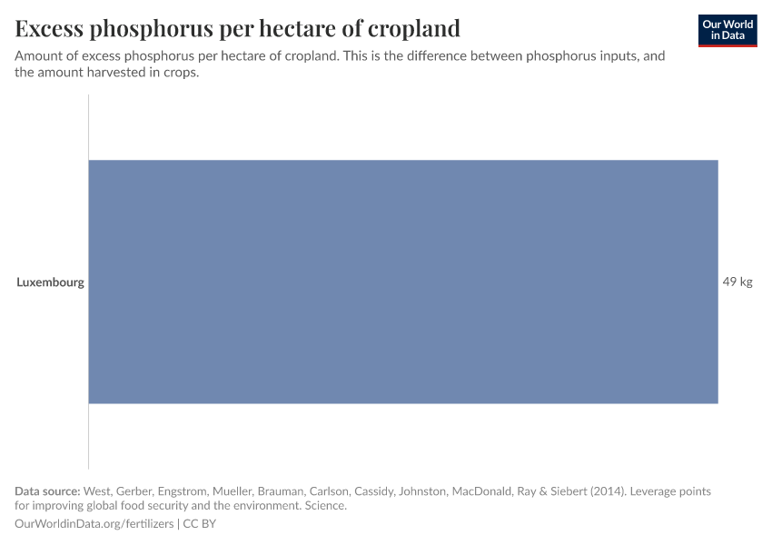 Excess phosphorus per hectare of cropland