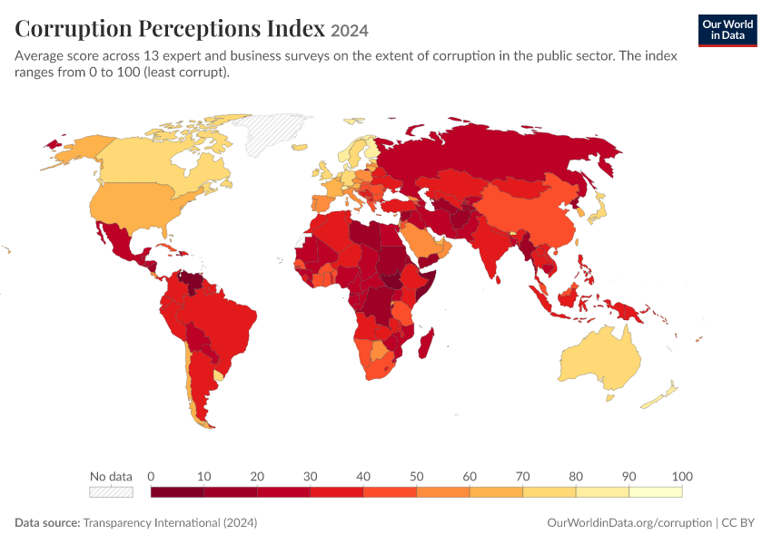 Visual Data Corruption Corruption Perception Index - Our World in Data