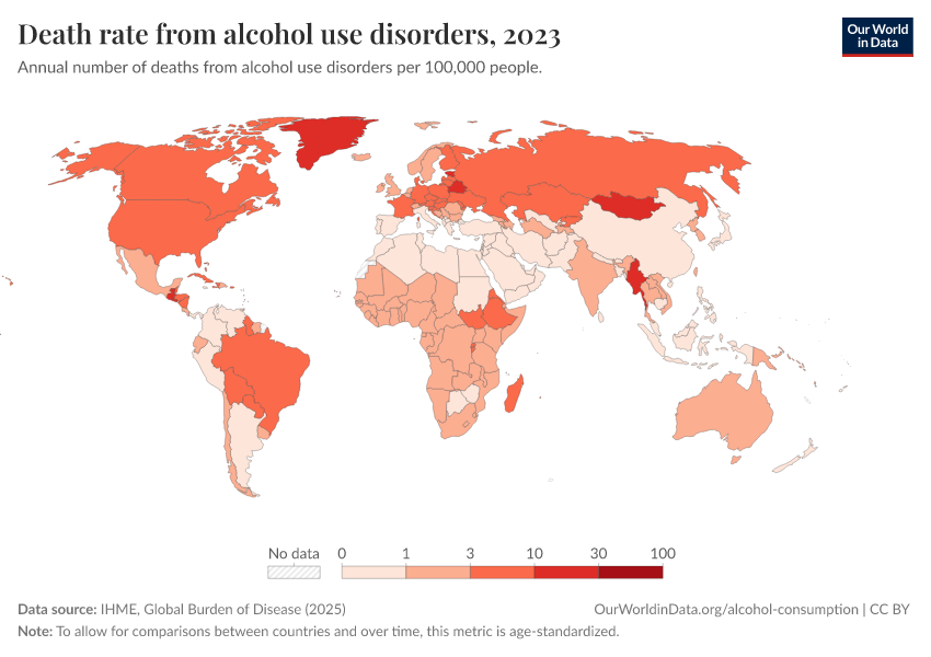 Death rates from alcohol use disorders - Our World in Data