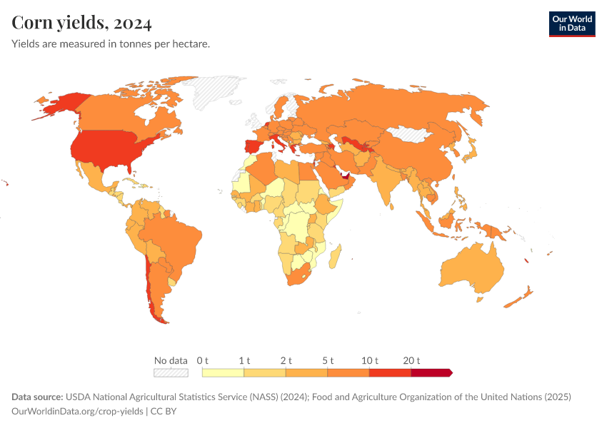 Maize yields Our World in Data