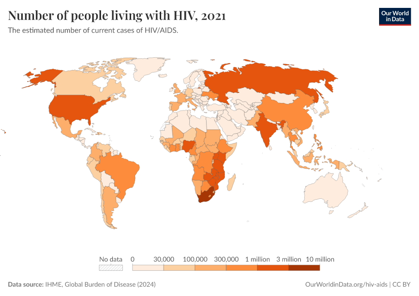 Number of people living with HIV - Our World in Data