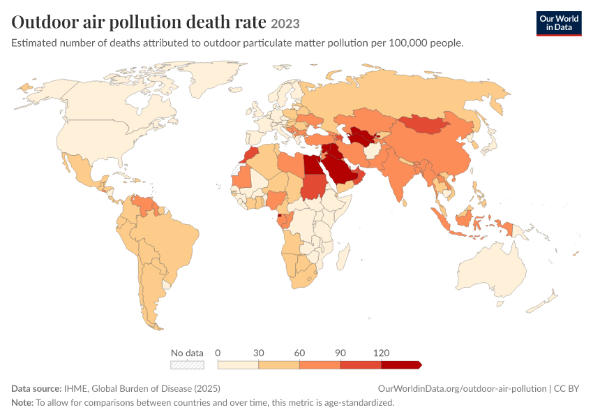 Outdoor air pollution death rate - Our World in Data