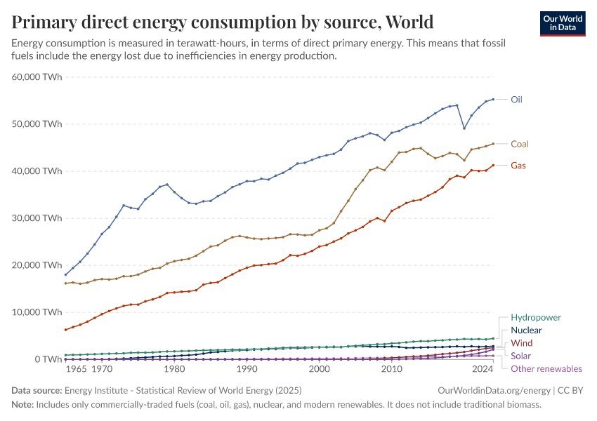 Primary Direct Energy Consumption By Source World