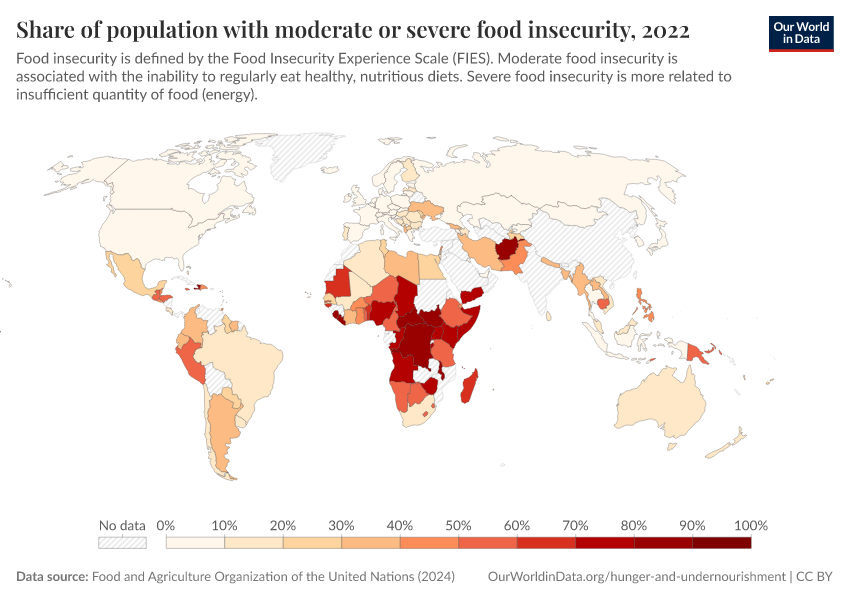 Share of population with moderate or severe food insecurity - Our World ...