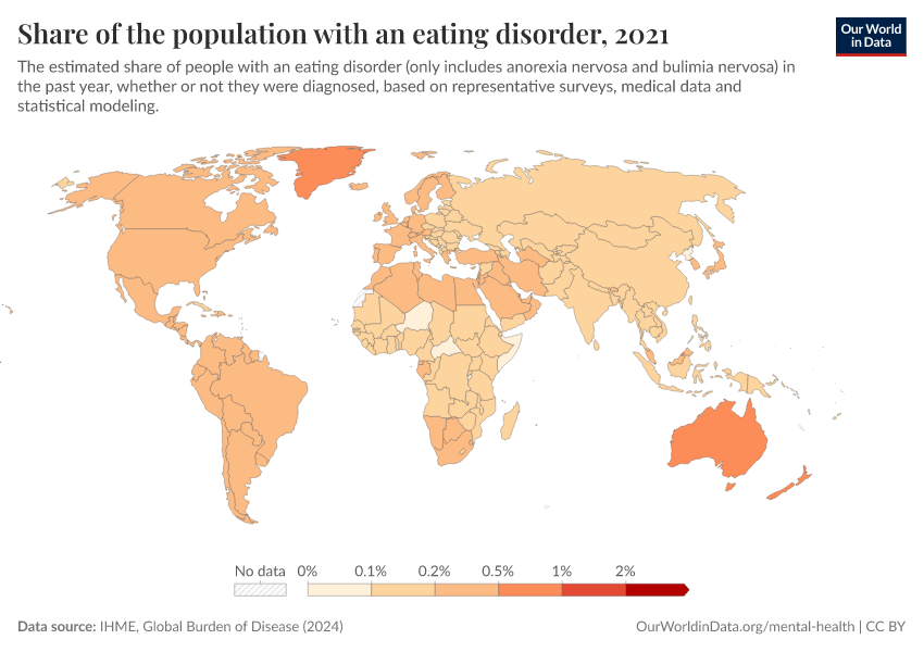 Share Of Population With An Eating Disorder 2017 Map Of Where Anorexia Is Most Seen 2022
