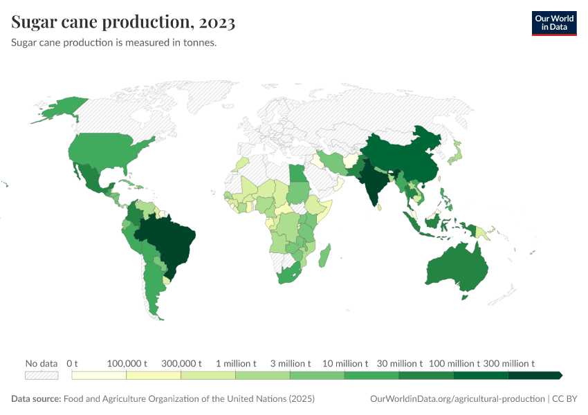 Sugar cane production Our World in Data