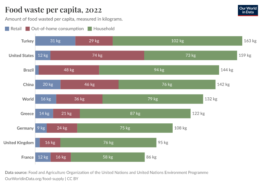 Food waste per capita