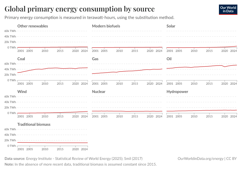 Global primary energy consumption by source