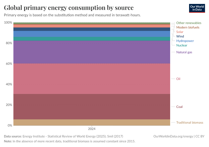 Global primary energy consumption by source