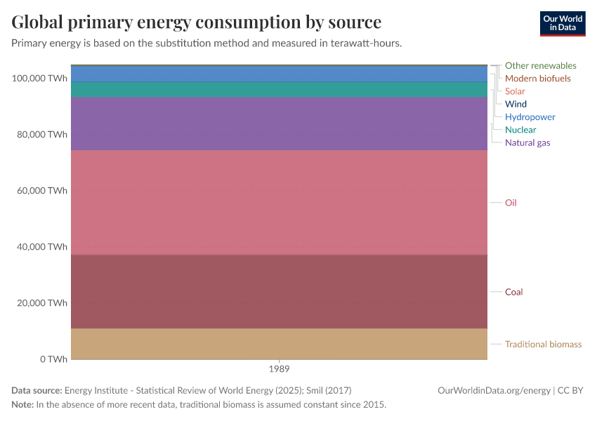 Global primary energy consumption by source