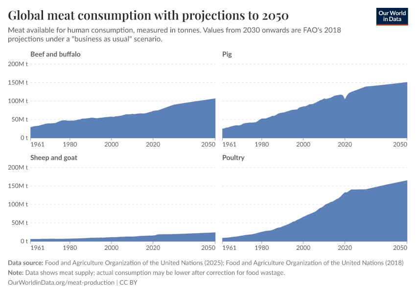 Global meat consumption with projections to 2050