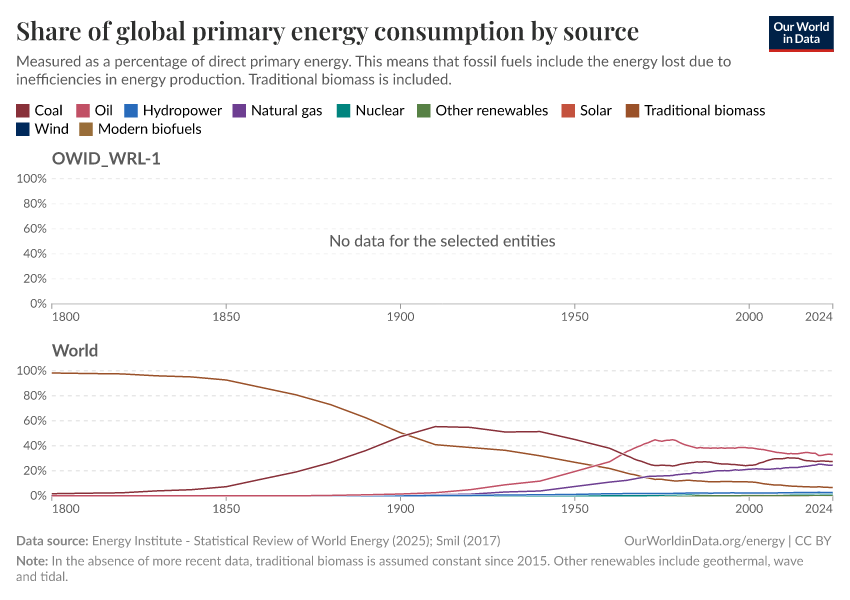 Share of global primary energy consumption by source