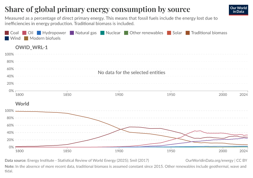 Share of global primary energy consumption by source