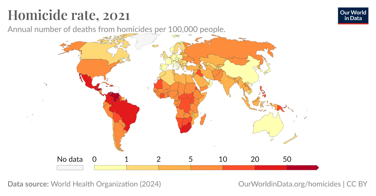 Homicide rate - Our World in Data