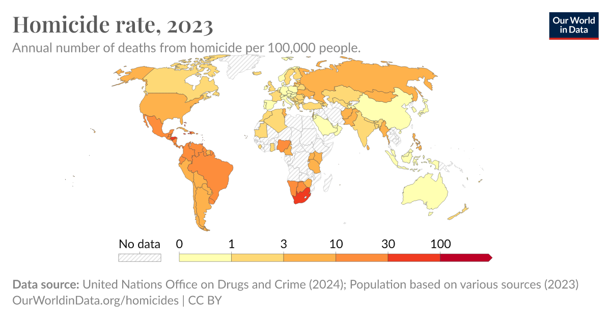 Homicide rate - Our World in Data