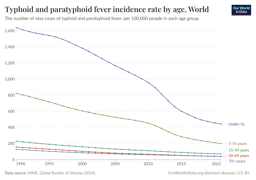 Typhoid and paratyphoid fever incidence rate by age