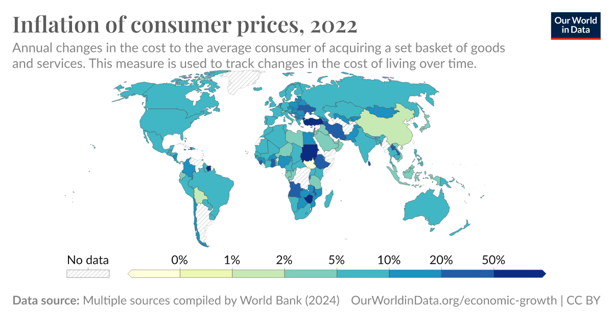 Inflation of consumer prices - Our World in Data