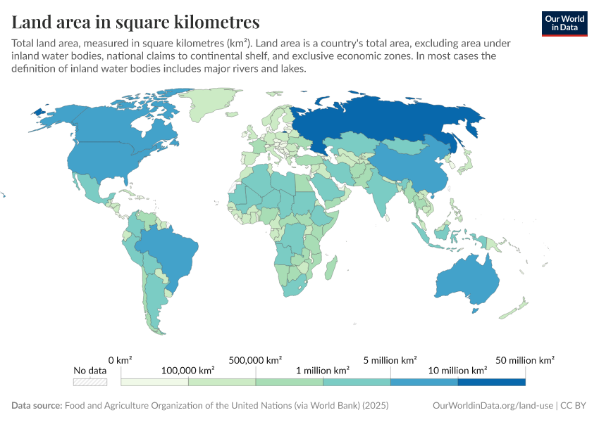 A thumbnail of the "Land area in square kilometres" chart