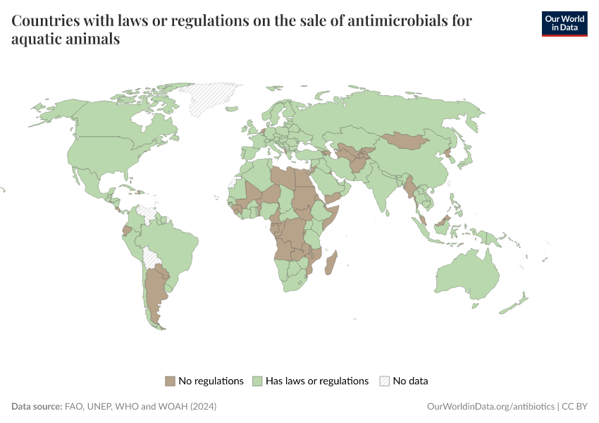 A thumbnail of the "Countries with laws or regulations on the sale of antimicrobials for aquatic animals" chart